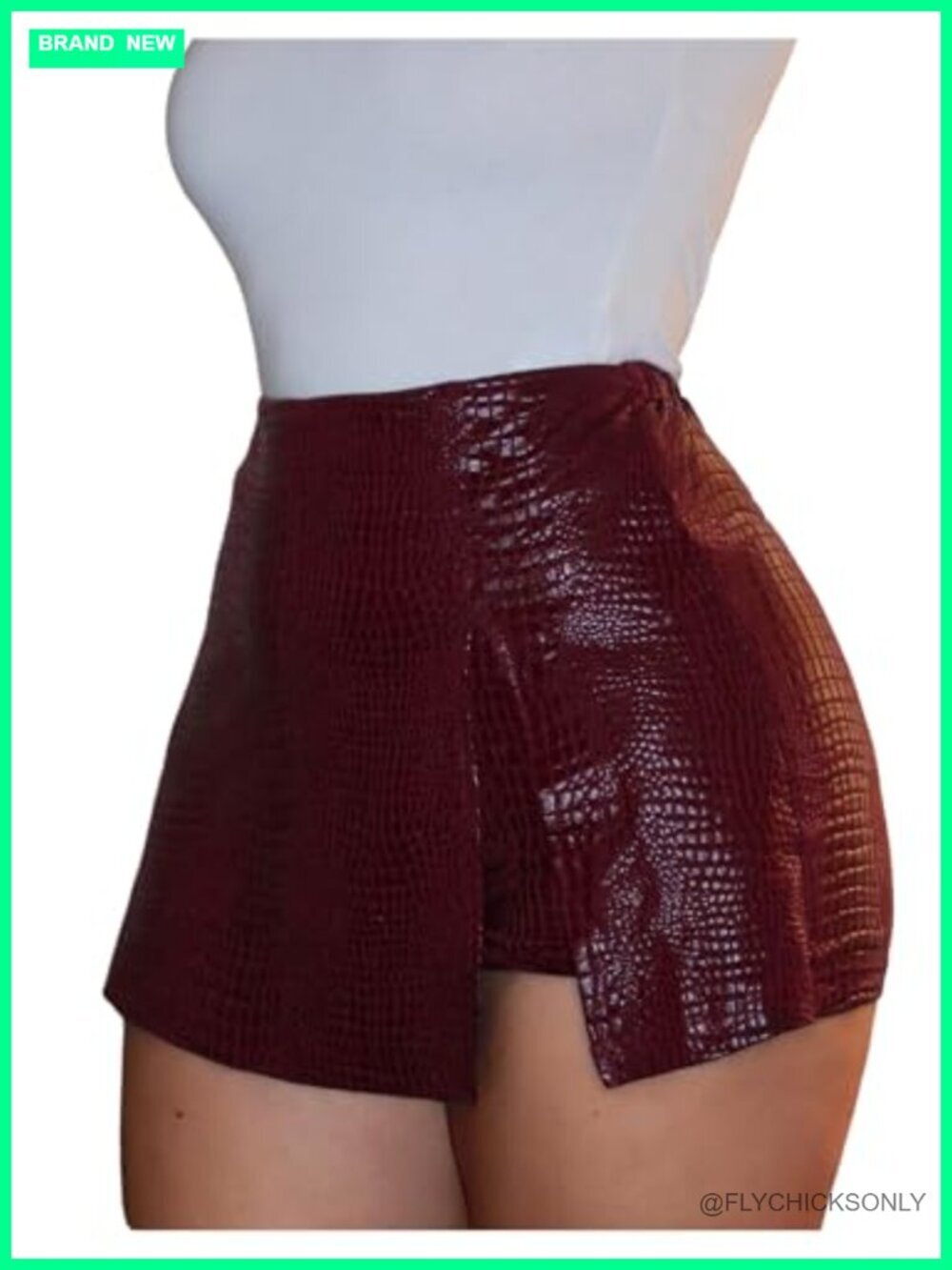 Y2k Leather Skorts High Waisted Asymmetrical Hem Club Mini Skirt Shorts